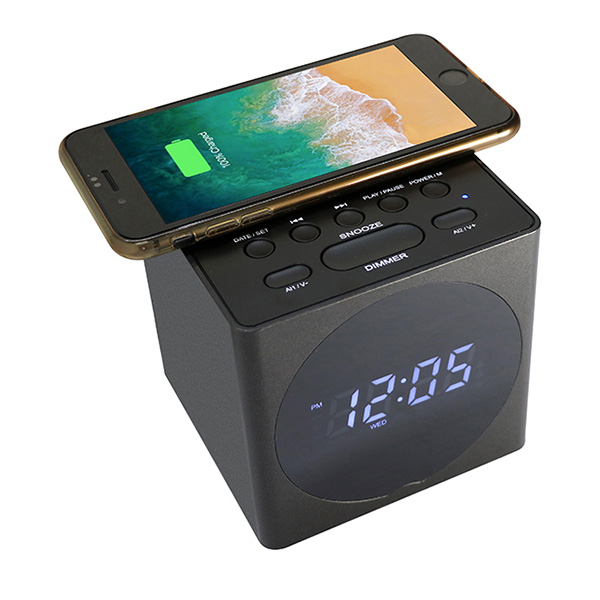 Speaker Wireless charging alarm clock black丨YM-612B-Black